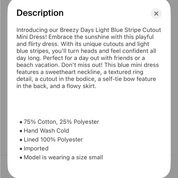 Breezy Days Light Blue Stripe Cutout Mini Dress - Picture 8 of 8